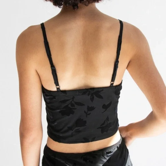 Madden Girl Black Velvet Babydoll Cami Lace Floral Y2K Whimsigoth Romantic XL - Picture 2 of 10